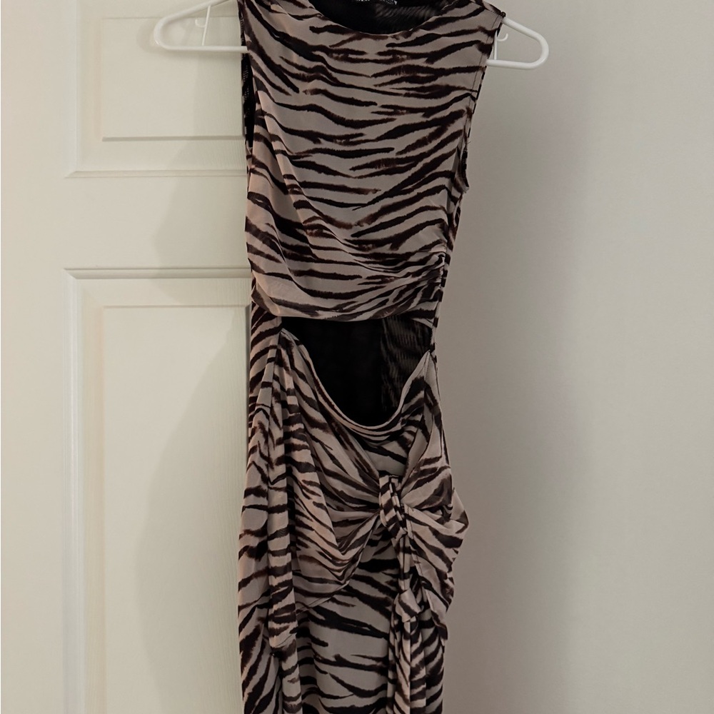 Zara Black and White Animal Print Top